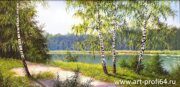 Картина "Березы у реки" выполнил художник Крайнова С.