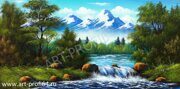 Картина "Горная река" выполнил художник Кузьмина И.